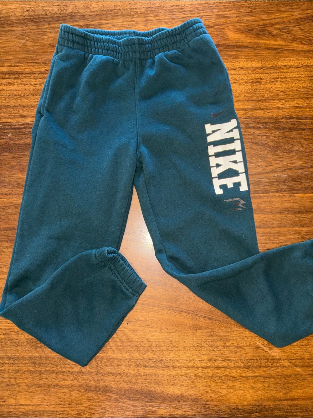 Nike Boys Dark Green Fleece Sweatpants with Side Logo Size M 10/12